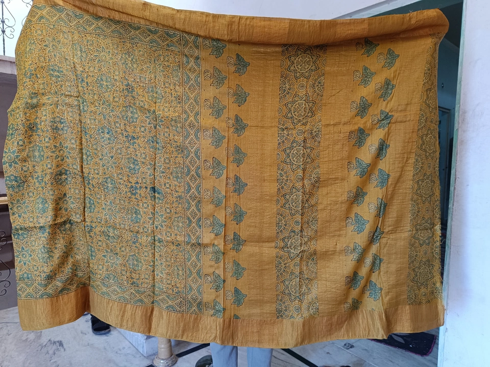 Natural Ajrak ( tussar saree )  uploaded by business on 2/4/2023