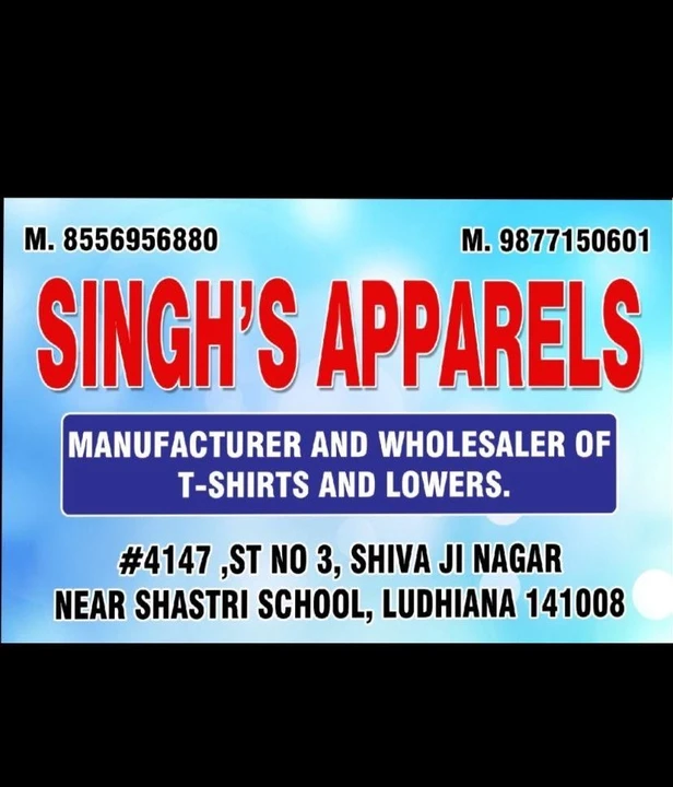 Visiting card store images of Singh Apparels