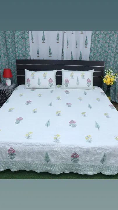 Bed cover with pillow cover  uploaded by NEHA Creation on 5/28/2024