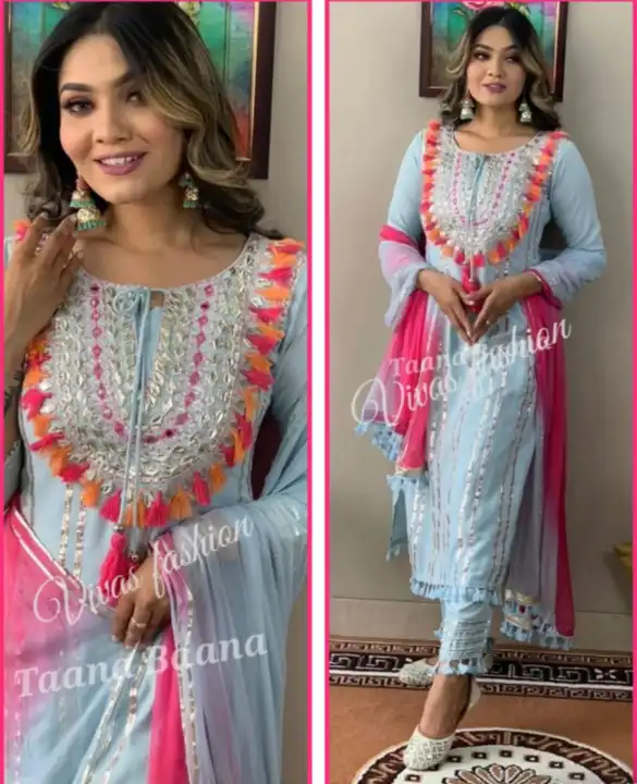 Kurti with pant and dupatta uploaded by Shunit Creation on 2/5/2023