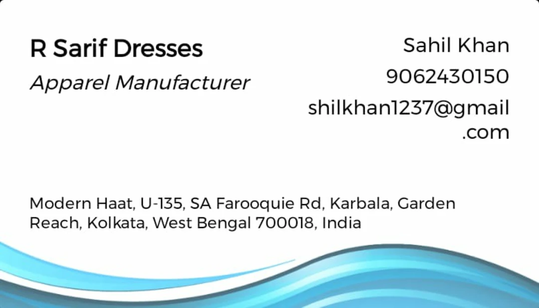 Visiting card store images of R sarif dresses