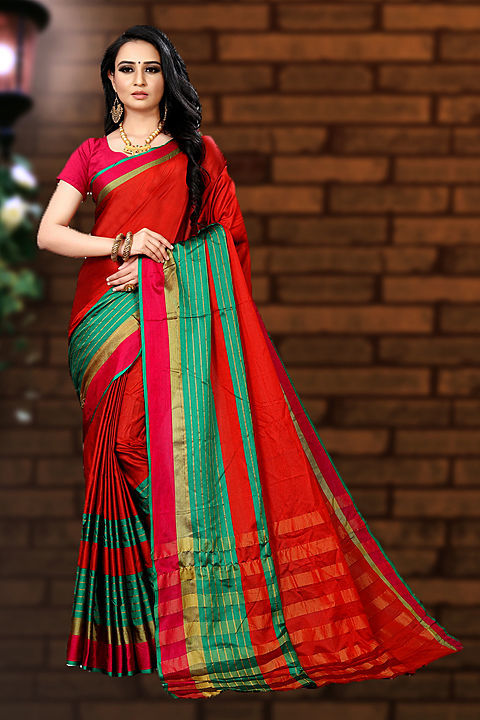 Post image Hey,check this new stylish aura silk saree with stunning colors stripe