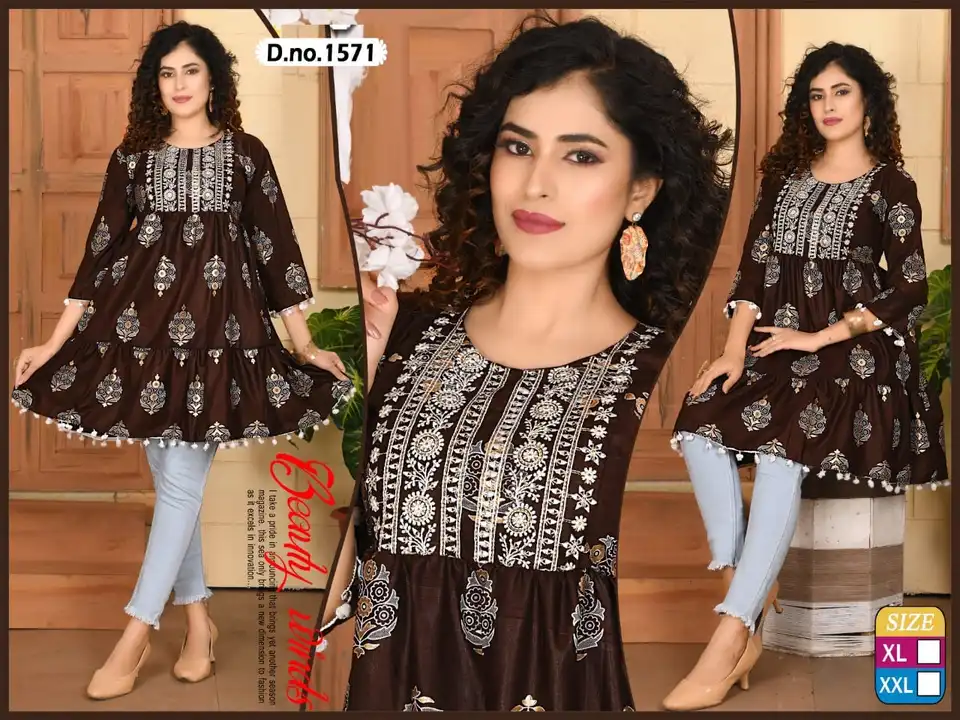 Short Fancy Work kurtis xl xxl  uploaded by Radha Creation , Maira sales for Readymade items on 2/5/2023