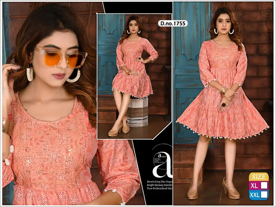 Short fancy work kurtis xl xxl uploaded by Radha Creation , Maira sales for Readymade items on 2/5/2023