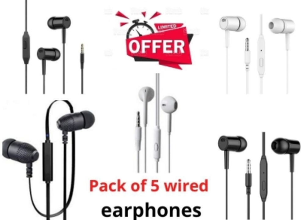 Pack Of 5 Wired Earphones, in the ear. Wired Headset uploaded by business on 2/6/2023