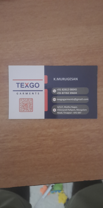 Visiting card store images of Texgo Garments
