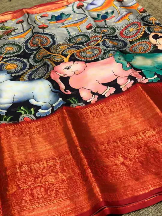 Soft kalamkati pattu sarees uploaded by Clothing on 2/6/2023