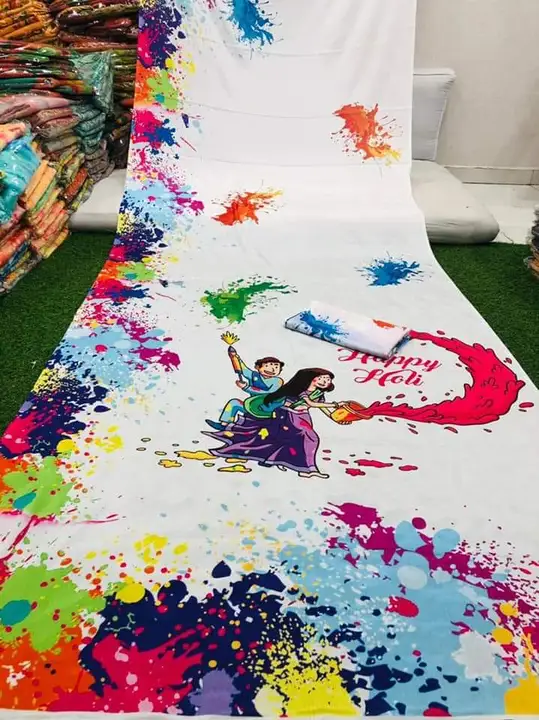 Hand print khadi cotton saree... length 5.5 meter..Holi special.. uploaded by business on 2/6/2023