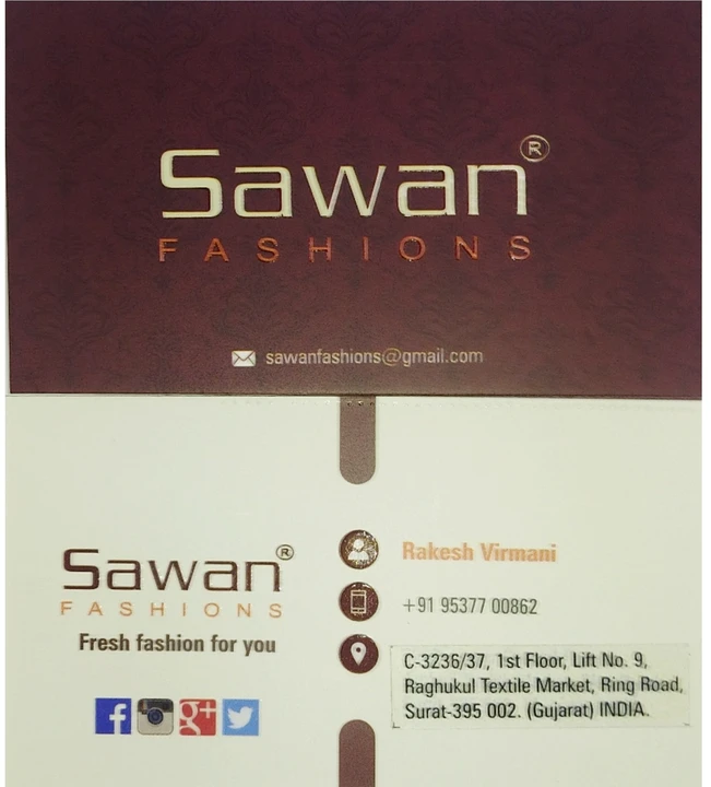 Visiting card store images of Sawan fashions
