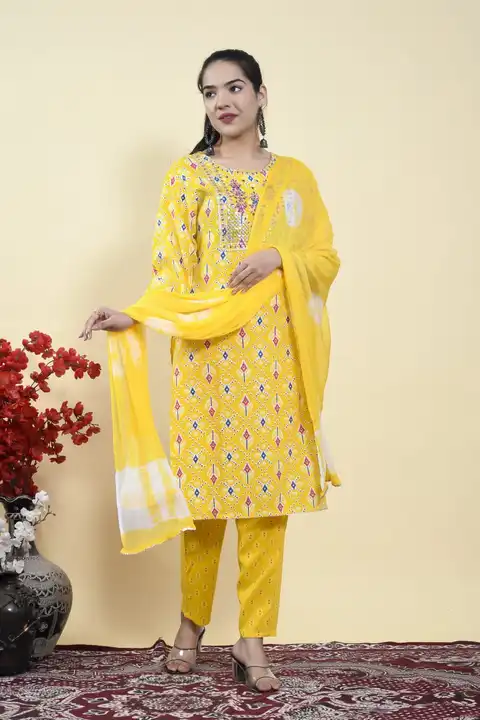 Kurti pants with dupatta  uploaded by business on 2/6/2023