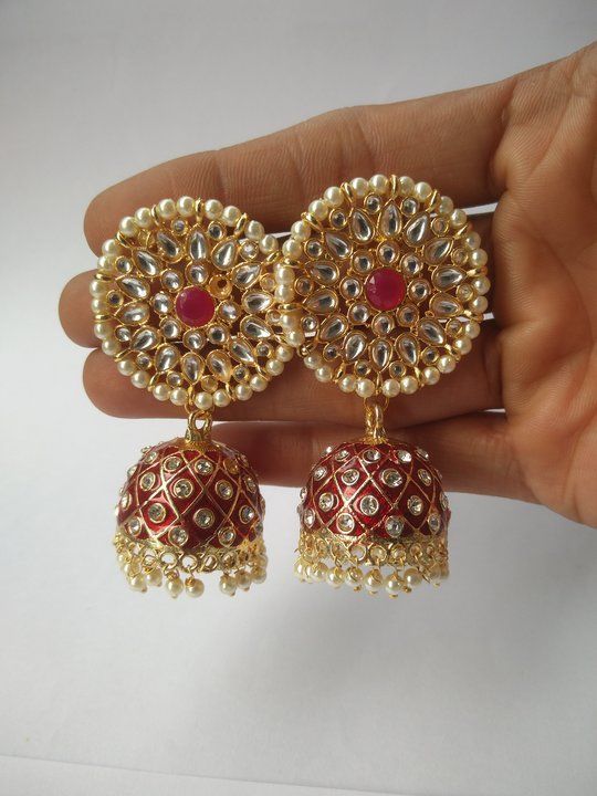 Meenakari Minakari Kundan Stone Jhumka Earrings for Women or Girls uploaded by Pragati Traders on 2/19/2021