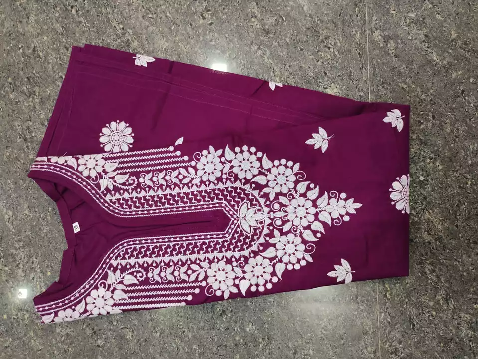 Cotton chikan embroidered kurti uploaded by Surya Chikankari mens kurta pajama manufacturer on 2/6/2023