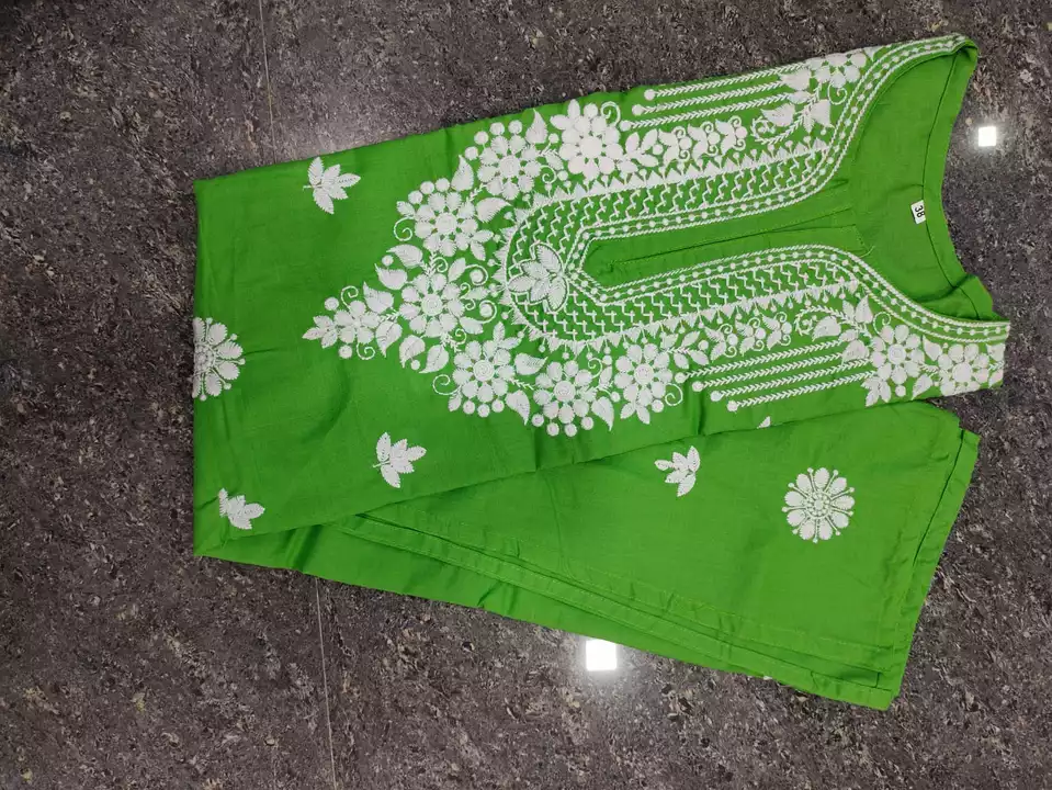 Cotton chikan embroidered kurti uploaded by Surya Chikankari mens kurta pajama manufacturer on 2/6/2023