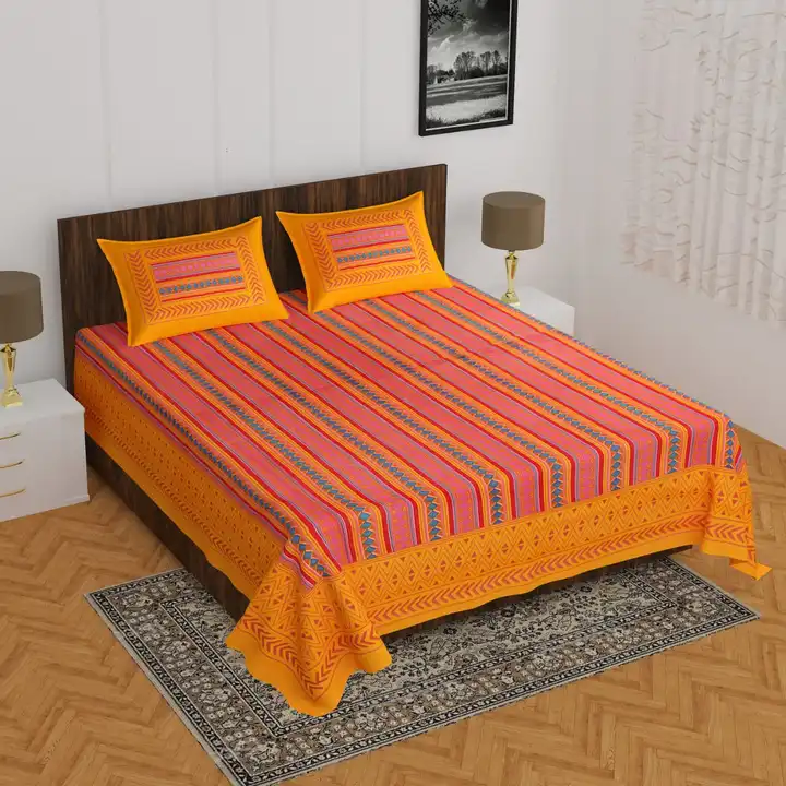 Hand block printed cotton double bed bedsheet  uploaded by The print house  on 2/7/2023