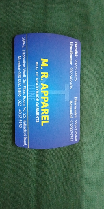 Visiting card store images of M.r.apparel