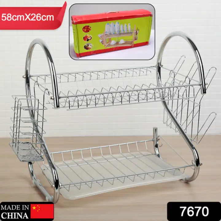 7670 Kitchen Dish Cup Drying Rack 2 Tier Drainer Dryer Tray Cutlery Holder Organizer 59cm uploaded by DeoDap on 2/7/2023