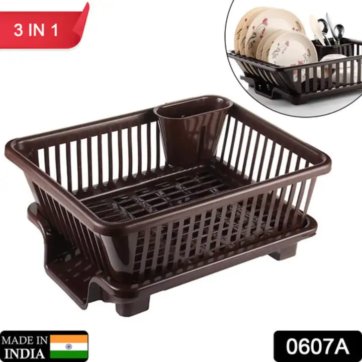 0607A Unbreakable Plastic 3 in 1 Kitchen Sink Dish Drainer Drying Rack uploaded by DeoDap on 2/7/2023