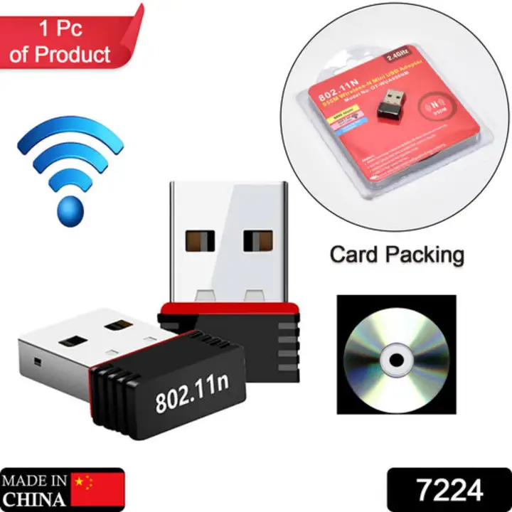 7224 Wi-Fi Receiver Wireless Mini Wi-Fi Network Adapter with with Driver Cd For Computer & Laptop An uploaded by DeoDap on 2/7/2023