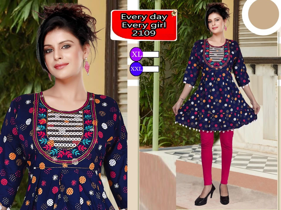 Short fancy kurtis xl xxl uploaded by Radha Creation , Maira sales for Readymade items on 2/7/2023