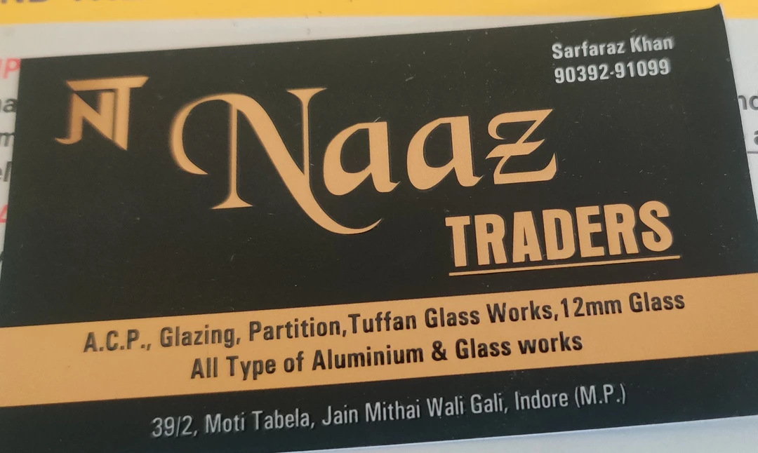 Visiting card store images of NAAZ TRADERS