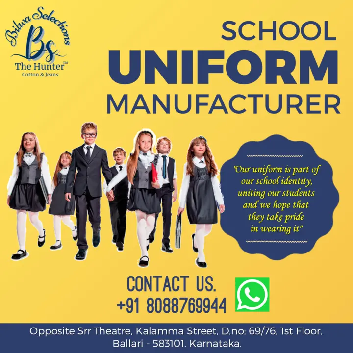 Post image We are prominent manufacturer of branded Jeans, Cotton Pants, Readymade School Uniforms.
Contact No: +918088769944, +919480122842