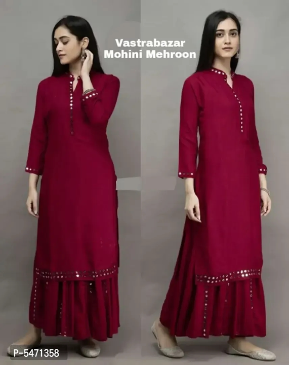 Stylish Rayon Cotton Mirror Aari Work Kurta With Kalis Flair Sharara Set uploaded by wholsale market on 5/29/2024