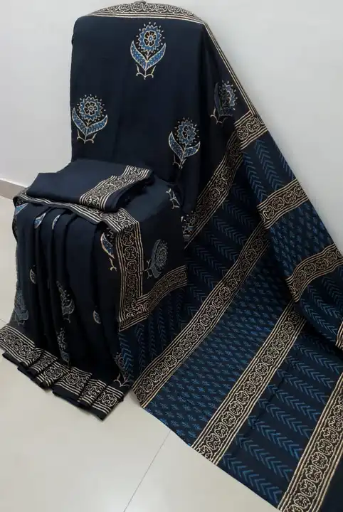 Bagru handblock printed pure cotton mulmul sarees  uploaded by jyoti panchal on 2/8/2023