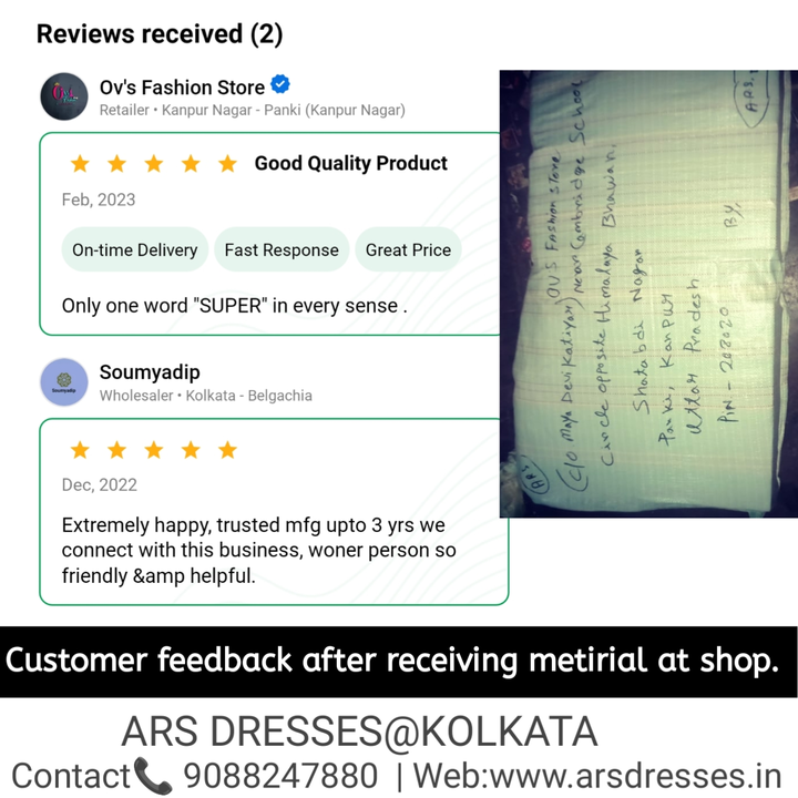 Post image Happy customer feedback 🙏
Contact us &amp; purchase Readymade garments for your shop. 
Kidsware at manufacturing prices
ARS DRESSES
KOLKATA
Contact📞 9088247880
Web:www.arsdresses.in
#kidsware , #Frock #Babasuit