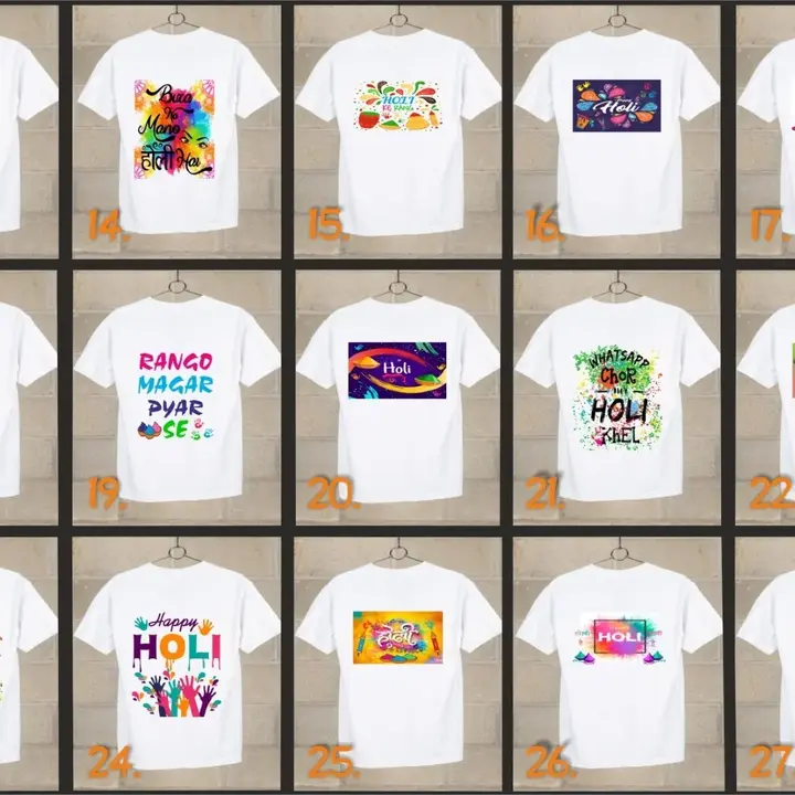 Holi T-shirt for Boys & Girls available in sizes 18 to 32 uploaded by Shri Enterprises on 2/8/2023