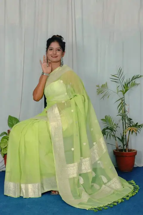 Semi georgette chiffon saree uploaded by India fabric on 2/8/2023