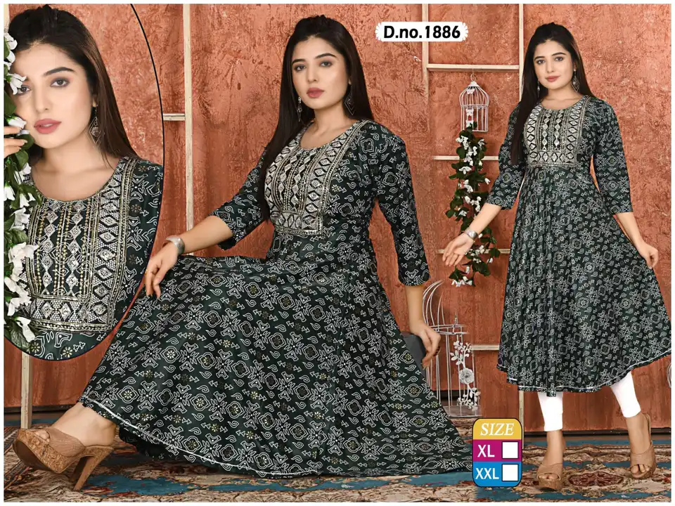 Fancy long ghera kurtis xl xxl  uploaded by Radha Creation , Maira sales for Readymade items on 2/8/2023