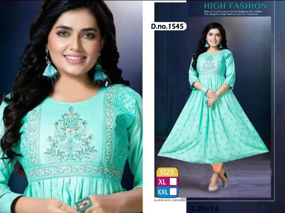 Fancy work full Ghera kurtis xl xxl uploaded by Radha Creation , Maira sales for Readymade items on 2/8/2023