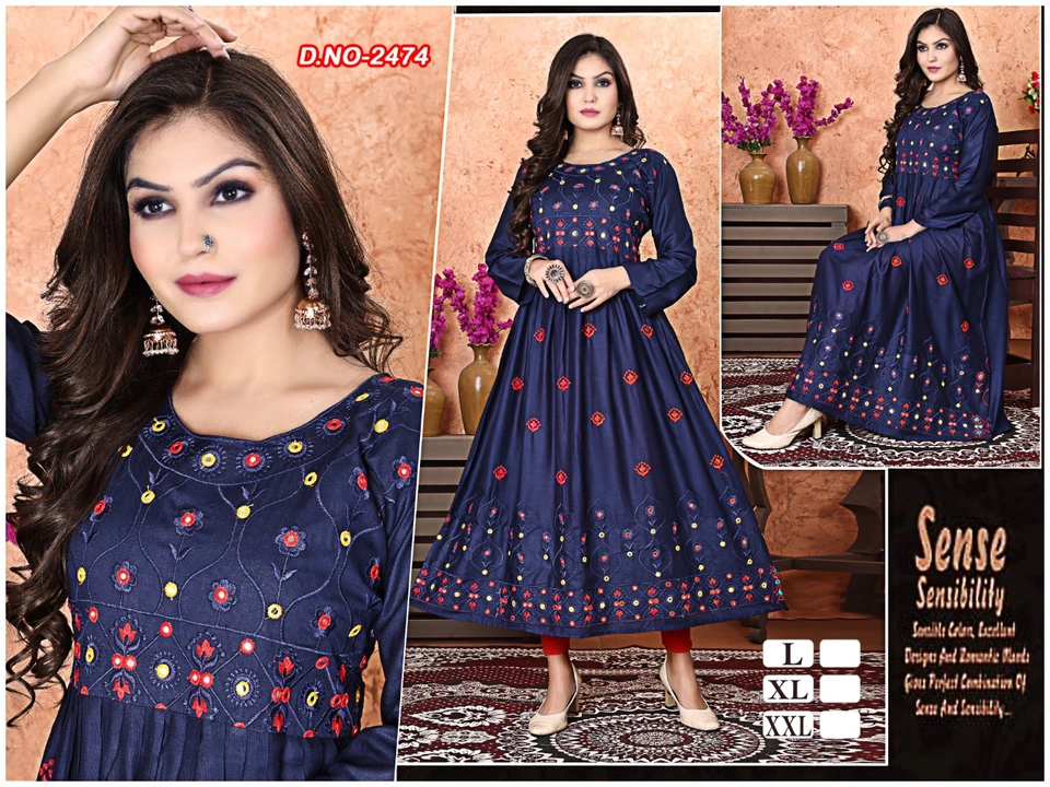Fancy  work Full Ghera Kurtis xl xxl uploaded by Radha Creation , Maira sales for Readymade items on 2/8/2023