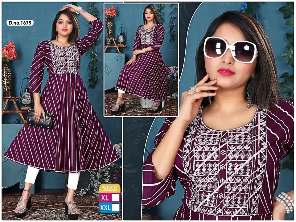 Fancy  work Full Ghera Kurtis xl xxl uploaded by Radha Creation , Maira sales for Readymade items on 2/8/2023