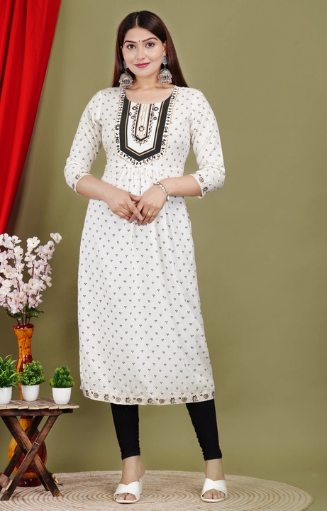 Printed rion kurti uploaded by Jaipur textile on 2/8/2023