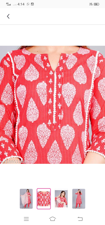 Cotton printed kurti pant uploaded by business on 2/8/2023