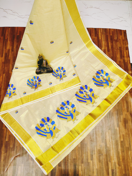 Kerala embroidery tissue saree manufacturers  uploaded by Onam Kerala saree manufacturers  on 2/8/2023