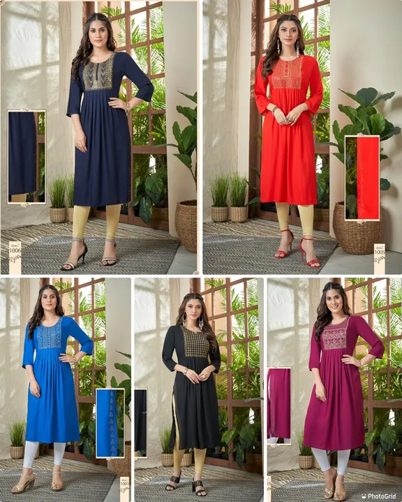 *Nayra vol 1*

Fabric : 14 kg Heavy rayon
With jari embroidery work on neck and side waist 

Height  uploaded by Roza Fabrics on 2/8/2023