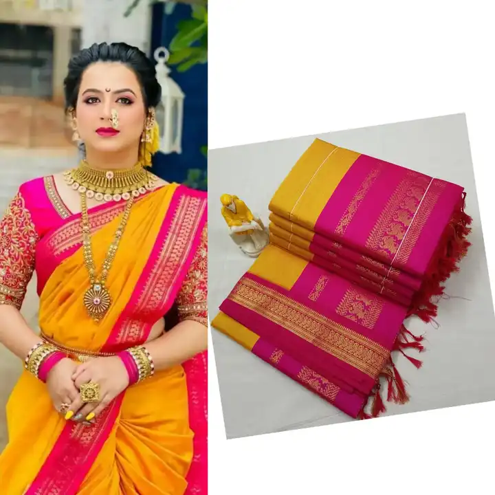 Post image 🦚 *Premium Gadwal / Kalyani Cotton Silk Sarees*

🦚 *Premium Quality Sarees, all Showroom Pieces, Unique Colours and Unique Desings* 

🦚 *No colour fade after wash (Normal Wash)*

🦚 *With  Contrast Blouse* 

🦚 *Very soft and smooth to wear*

*Price : Rs.1460+Shipping*