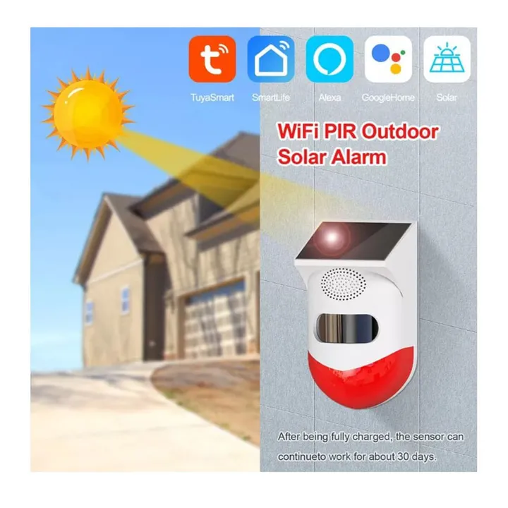 Tuya Smart WiFi Solar PIR alarm siren uploaded by RK ELECTRONICS on 2/9/2023