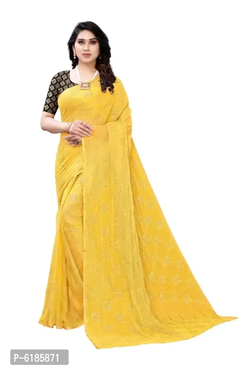 PRINTED CHIFFON SAREE WITH BLOUSE JACQUARD PIECE uploaded by wholsale market on 2/9/2023
