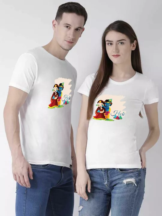 Holi Special Couple  Lycra T Shirt  uploaded by The Shopping Icon on 5/30/2024
