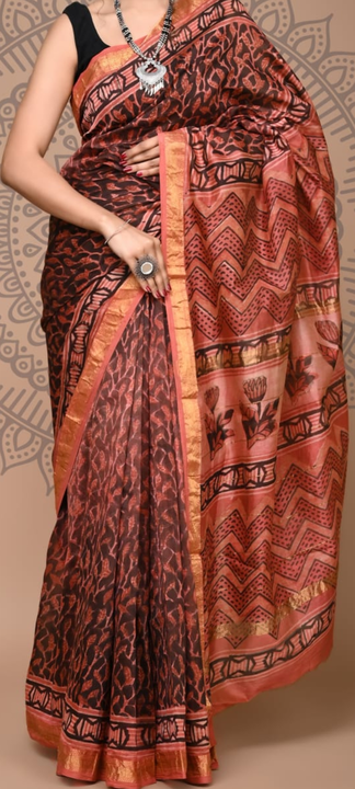 Pure maheshwari hand block printed saree uploaded by Cuts N Colors on 2/9/2023