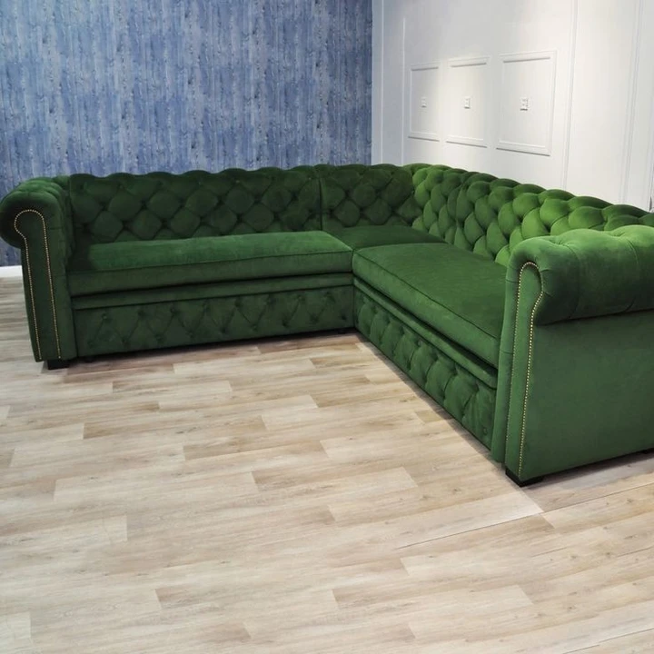 L  corner sofa set size 8.5*8.5 feet 40 density foam leather volvet fabric  uploaded by RENWELLS MATTRESS  on 2/9/2023