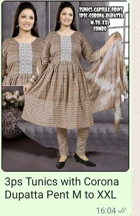 Short tunic kurti with pant with dupatta  uploaded by S.NARESH KUMAR  on 2/9/2023