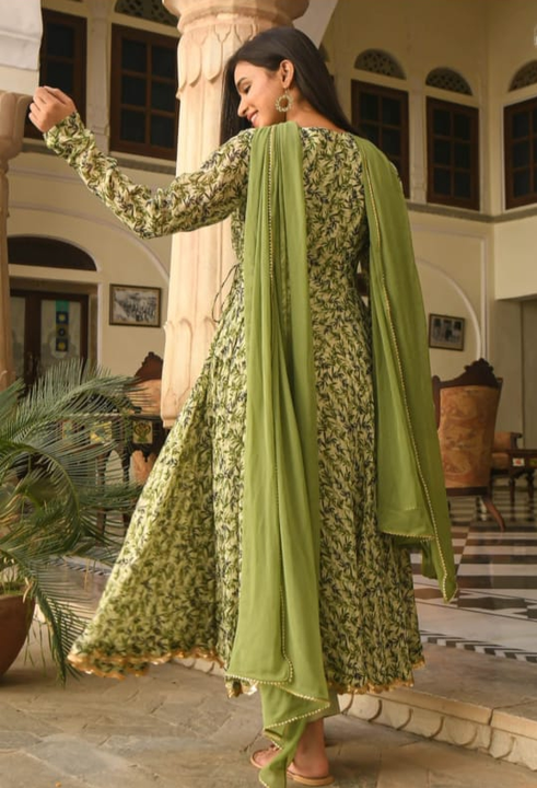 Gown with pant and dupatta  uploaded by Arawali Fashion on 2/9/2023