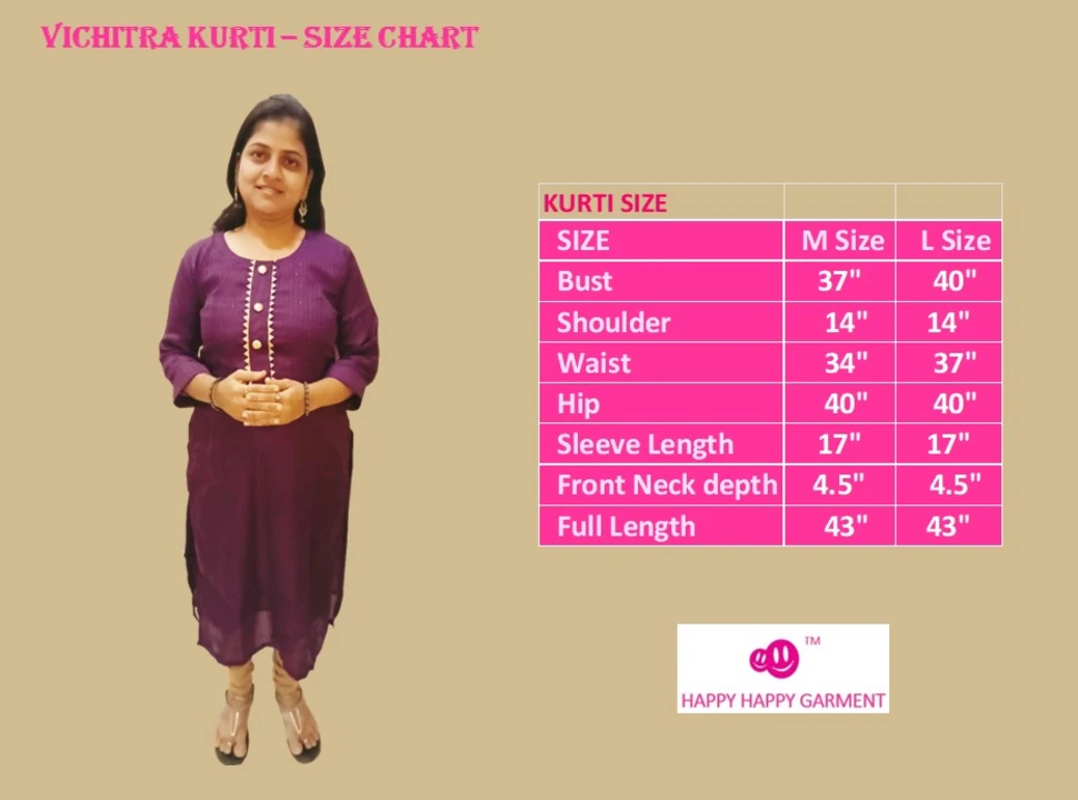 Vichitra Kurti -D133- Purple uploaded by Happy Happy Garment on 5/31/2024