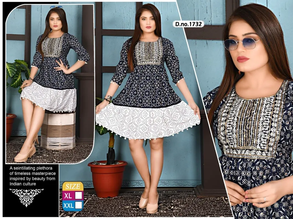 Short Fancy work Kurtis xl xxl uploaded by Radha Creation , Maira sales for Readymade items on 2/9/2023