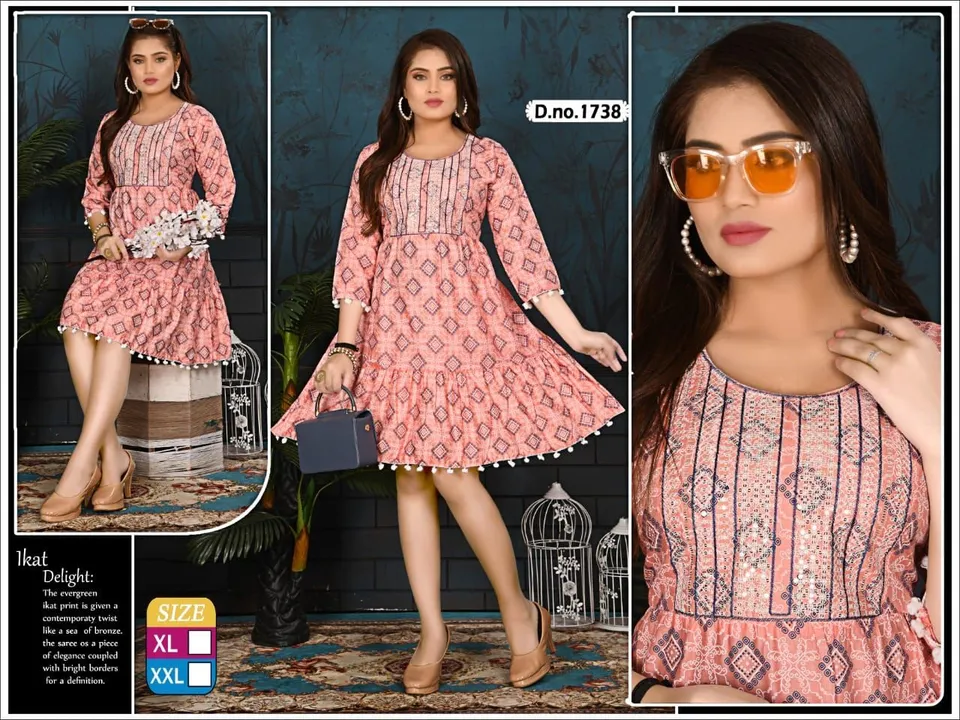 Short Fancy work Kurtis xl xxl uploaded by Radha Creation , Maira sales for Readymade items on 2/9/2023