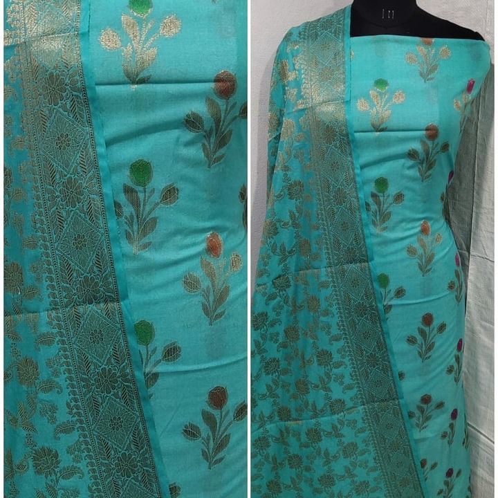 Banarasi pure merserised 3 piece suit uploaded by S k silk on 2/19/2021